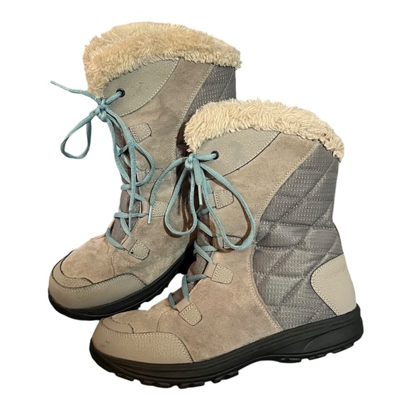 Columbia Women’s Winter Boots Size 9.5 Faux Fur Grey & Blue - Picture 4 of 10
